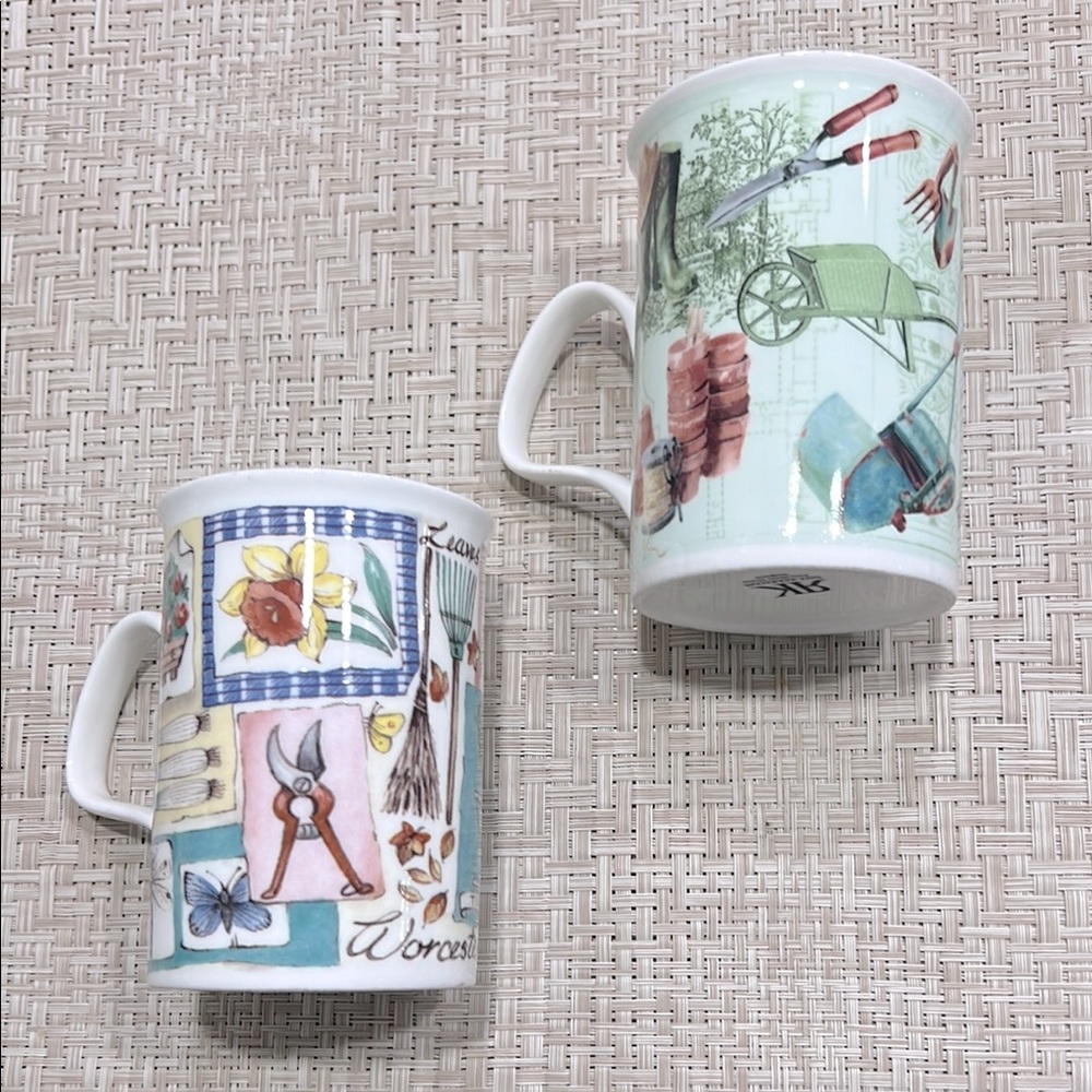 Roy Kirkham England Fine Bone China Garden Tools Themed Mugs